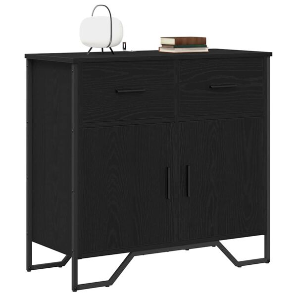 vidaXL Sideboard med l&aring;da Svart Ek 79,5 x 35,5 x 74,5 cm