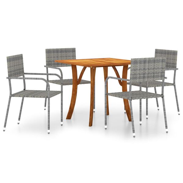 vidaXL Matgrupp f&ouml;r tr&auml;dg&aring;rden 5 delar antracit