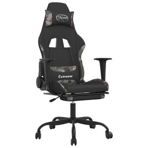 vidaXL Gamingstol med fotst&ouml;d och massage svart och kamouflage tyg