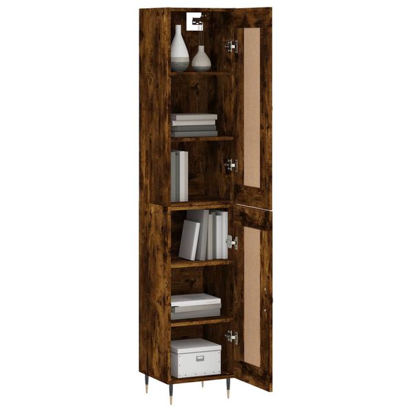 vidaXL Högskåp rökfärgad ek 34,5x34x180 cm konstruerat trä