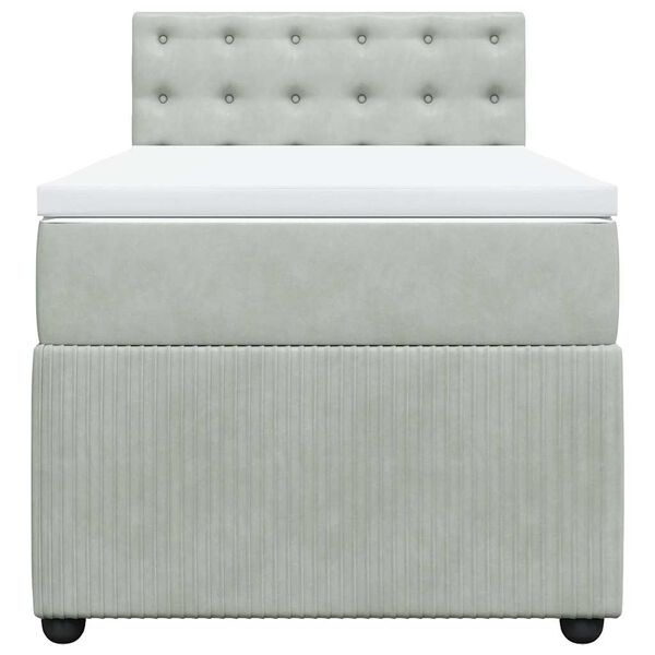 vidaXL Rams&auml;ng med madrass ljusgr&aring; 80x200 cm sammet