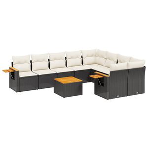 vidaXL Loungegrupp 10 delar med svarta dynor konstrotting