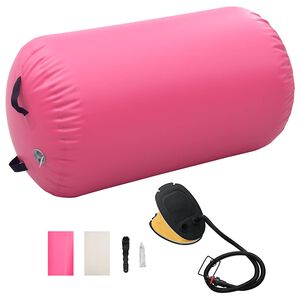 vidaXL Uppbl&aring;sbar gymnastikrulle med pump 100x60 cm PVC rosa
