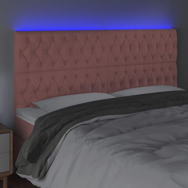 vidaXL S&auml;nggavel LED rosa 180x7x118/128 cm sammet