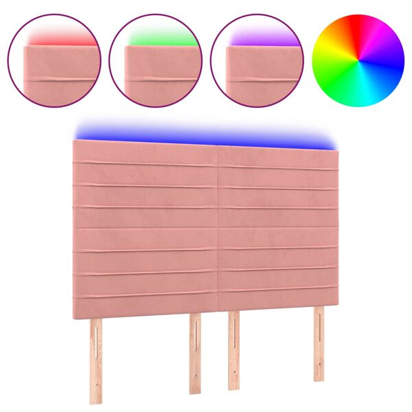 vidaXL S&auml;nggavel LED rosa 144x5x118/128 cm sammet