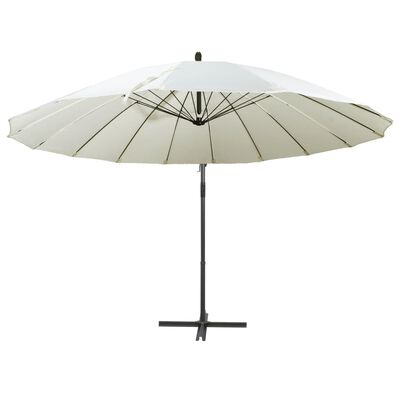 vidaXL Hängande parasoll vit 3 m aluminiumstång