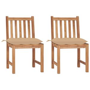 vidaXL Tr&auml;dg&aring;rdsstolar 2 st med dynor massiv teak