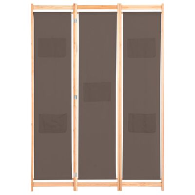 vidaXL Rumsavdelare 3 paneler 120x170x4 cm brun tyg