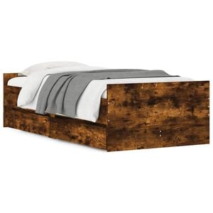 vidaXL S&auml;ngram med l&aring;dor r&ouml;kf&auml;rgad ek 100x200 cm