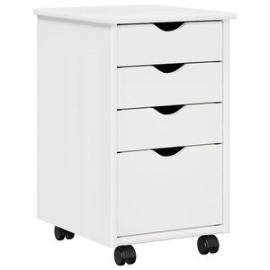 vidaXL Rullande sk&aring;p med hjul Vit 34 x 39 x 56 cm Massivt furu