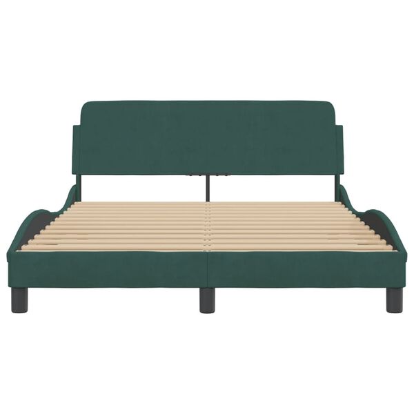 vidaXL Bed Frame "Dover" Dark Green 140x190 cm Velvet