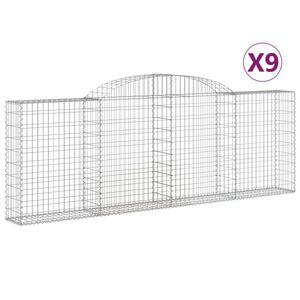 vidaXL Gabioner b&aring;gformade 9 st 300x30x100/120 cm galvaniserat j&auml;rn