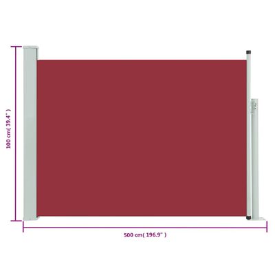 vidaXL Infällbar sidomarkis 100x500 cm röd
