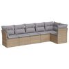 vidaXL Soffgrupp f&ouml;r tr&auml;dg&aring;rden med dynor 6 delar beige konstrotting