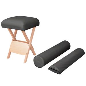 vidaXL Hopf&auml;llbar massagepall 12 cm tjock sits och 2 bolster svart