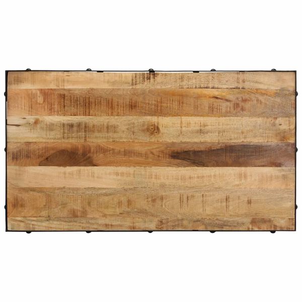 vidaXL Soffbord med hjul massivt mangoträ 100x55x26 cm