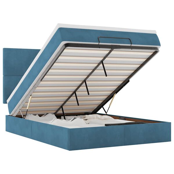 vidaXL Ottoman s&auml;ngram med madrasser m&ouml;rkbl&aring; 140x190 cm sammet