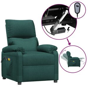 vidaXL Massagef&aring;t&ouml;lj m&ouml;rkgr&ouml;n tyg