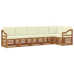 vidaXL Sektionsoffgrupp 6 pcs Naturlig och Gr&auml;dde Massivt Akaciatr&auml;