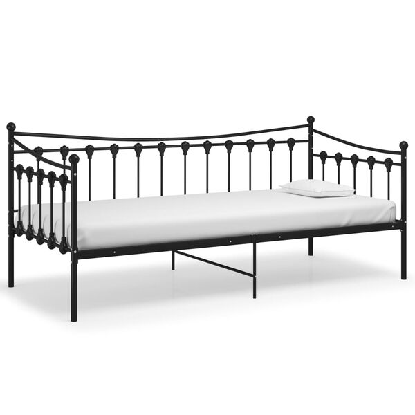vidaXL Sängram bäddsoffa svart metall 90x200 cm