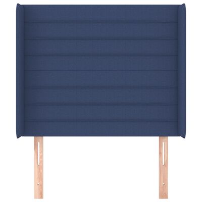 vidaXL Sänggavel med kanter blå 83x16x118/128 cm tyg