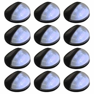 vidaXL Sollampa v&auml;gg LED set 12 st rund svart