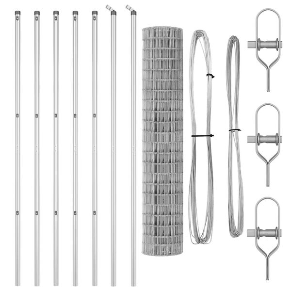 vidaXL St&auml;ngsel med stolpe Silver 1,6 x 10 m St&aring;l och PVC