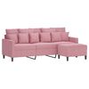 vidaXL 3-sitssoffa med fotpall rosa 180 cm sammet