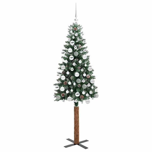 vidaXL Smal julgran med 300 LED-lampor Grön 180 cm PVC och solid furu