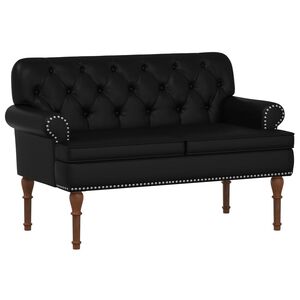 vidaXL Loveseat med knapprapport Svart 120 x 65 x 77 cm Konstl&auml;der