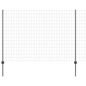 vidaXL Euro Staket med St&ouml;d 10 x 1,5 m PVC-belagda st&aring;l Gr&aring; Mesh