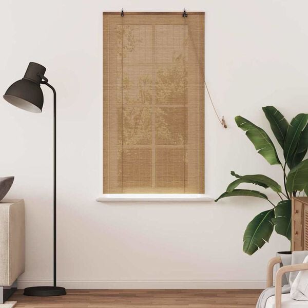 vidaXL Rullgardin med gardiner Brun 90 x 160 cm Bambu