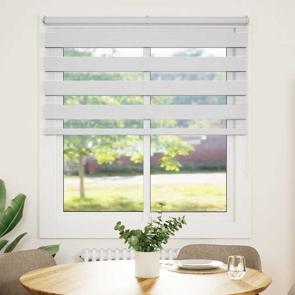 vidaXL Rullgardin zebra vit 135x100 cm tyg bredd 130,9 cm polyester