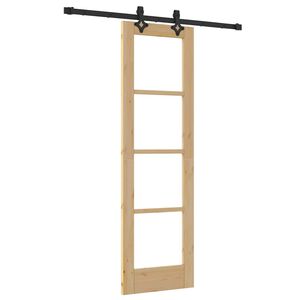 vidaXL Skjutd&ouml;rr Naturf&auml;rg 61 x 198,5 cm Massivt talltr&auml; och glas