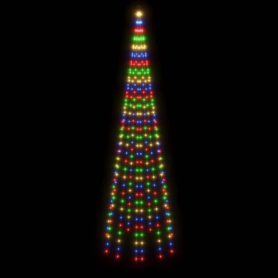 vidaXL Julgran på flaggstång färgglad 310 LEDs 300 cm