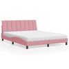 vidaXL Bed with Mattress "Hanko" Pink 160x200 cm Velvet
