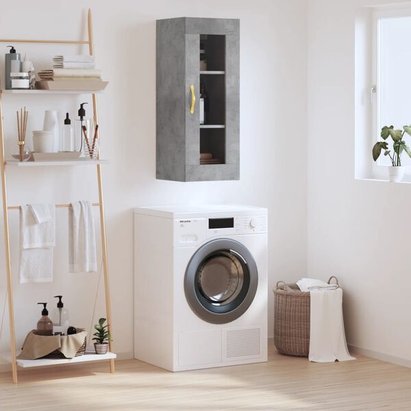 vidaXL V&auml;ggsk&aring;p betonggr&aring; 34,5x34x90 cm