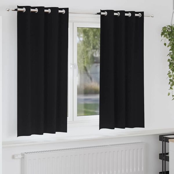 vidaXL M&ouml;rkl&auml;ggningsgardiner med Ringar 2 pcs Svart 175 x 140 cm