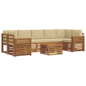 vidaXL Utomhussoffset 8 pcs Naturlig och Beige Massivt Akaciatr&auml;