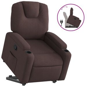 vidaXL Reclinerf&aring;t&ouml;lj med uppresningshj&auml;lp m&ouml;rkbrun tyg