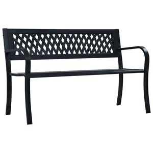 vidaXL Tr&auml;dg&aring;rdsb&auml;nk 125 cm svart st&aring;l
