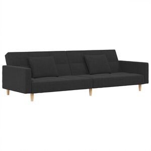 vidaXL B&auml;ddsoffa 2-sits med tv&aring; kuddar m&ouml;rkgr&aring; tyg