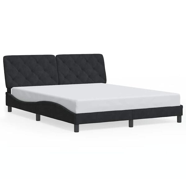 vidaXL Bed Frame without Mattress Black 160x200 cm Velvet