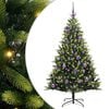 vidaXL Konstgjort F&auml;llbart Jultr&auml;d 150 LEDs Gr&ouml;n 150 cm PVC och PE
