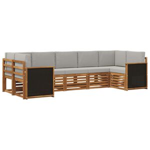 vidaXL Sektionsoffgrupp med kudde 6 pcs Naturlig och ljusgr&aring;