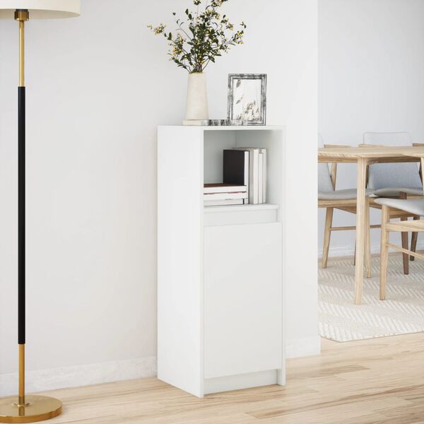 vidaXL Skänk med LED vit 38x34x100 cm konstruerat trä