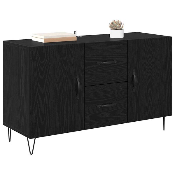 vidaXL Sideboard med l&aring;da Svart Ek 100 x 36 x 60 cm Konstruerat tr&auml;
