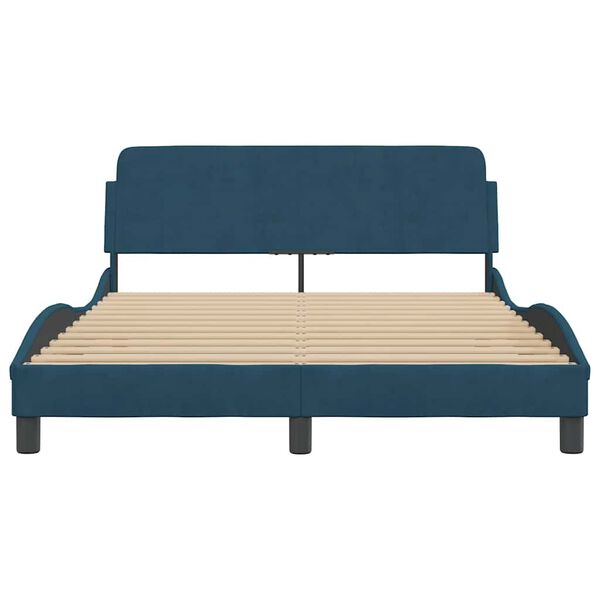 vidaXL Bed Frame with Headboard "Dover" Blue 140x200 cm Velvet