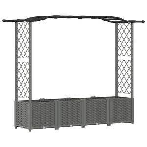 vidaXL Upph&ouml;jd B&auml;dd med Spalj&eacute; och Tak Ljusgr&aring; 204 x 40 x 138 cm PP