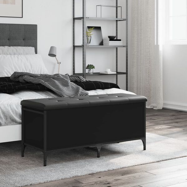 vidaXL F&ouml;rvaringsb&auml;nk svart 102x42x45 cm konstruerat tr&auml;